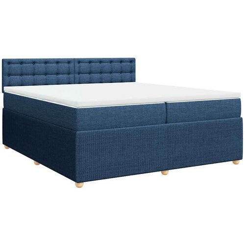 VidaXL Krevet s oprugama i madracem plavi 200 x 200 cm od tkanine - Plava 200 x 200 cm gumbi Slike