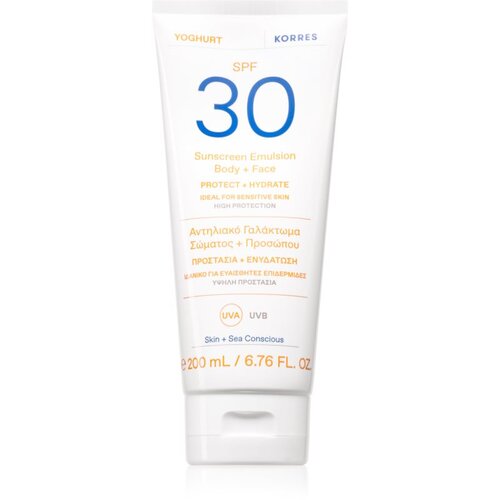 Korres Yoghurt Sunscreen emulzija za sončenje za obraz in telo SPF 30 200 ml Slike
