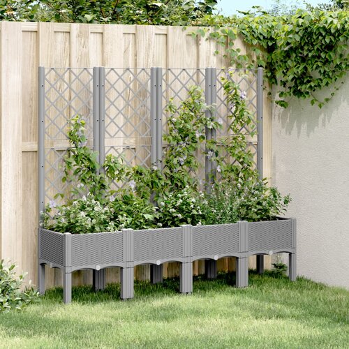 vidaXL Vrtna sadilica s rešetkom svjetlosiva 160 x 40 x 142 cm PP Cijene