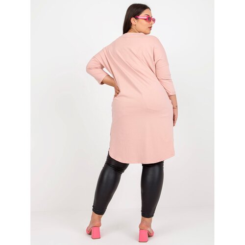 Fashion Hunters Plus size light pink cotton tunic with pockets Slike