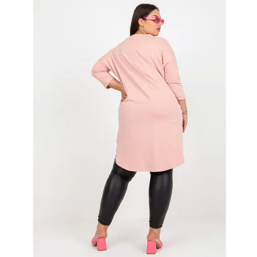Fashion Hunters Plus size light pink cotton tunic with pockets