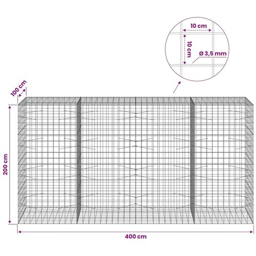 Gabion s žicom debljine 3 5 mm i mrežom 10x10 cm 400x100x200 cm - 100 cm 200 cm 400 cm Slike