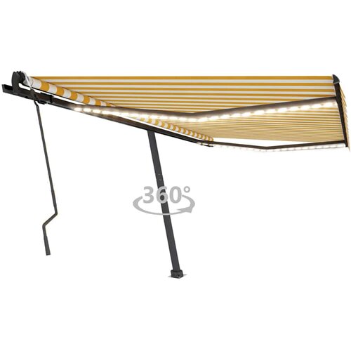 vidaXL ročno zložljiva tenda z led lučkami 400x300 cm rumena in bela Cene
