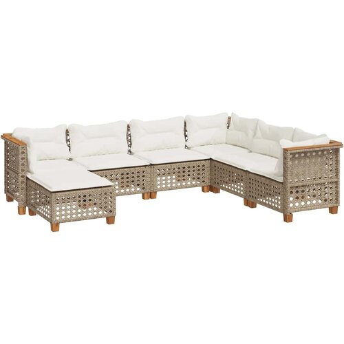 7-dijelni set vrtnih sofa od poliratana s jastucima bež 63.5 x 63.5 x 62 cm Slike