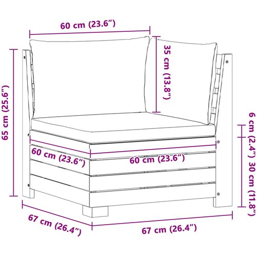  Set vanjskih sofa s jastukom 2 Komad Smeđa Čvrsto drvo akacije Slike