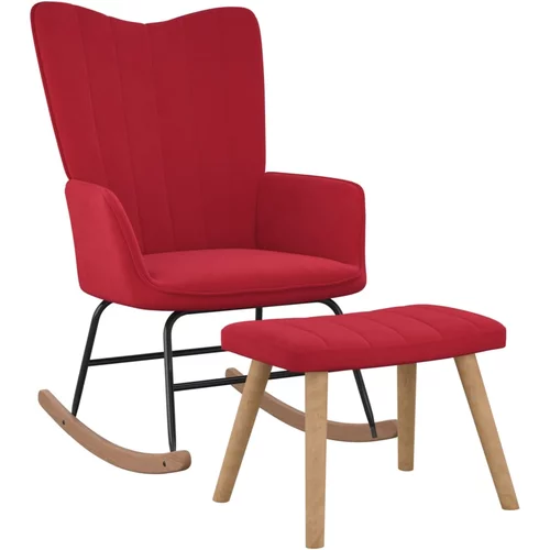 vidaXL Gugalni stol s stolčkom vinsko rdeč žamet