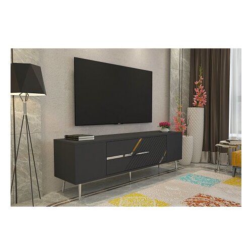 Hanah home TV komoda Decolp5, 150x48,2x29,6 cm, antracit-srebrna boja Cene