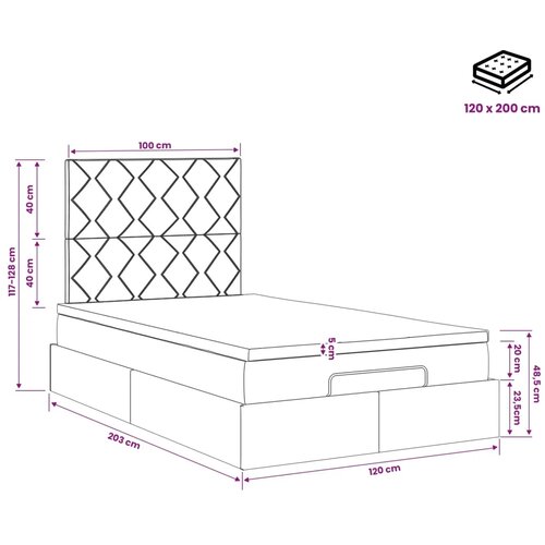  Podesivi krevet s madracem Tamno smeđa 120 x 200 cm Tkanina - Tamno smeđa 120 x 200 cm Dizajn s rombovima Slike
