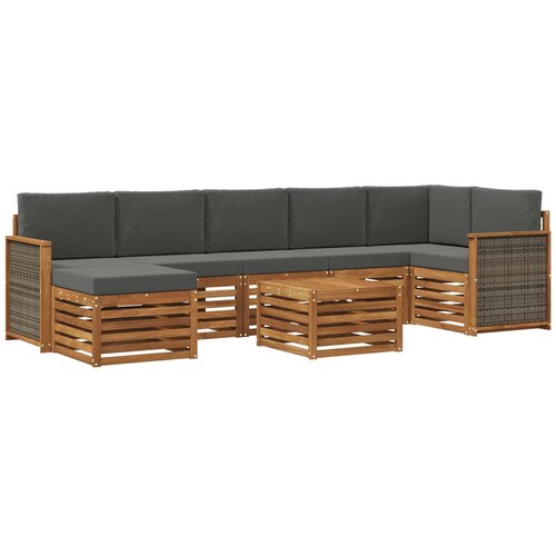 vidaXL Zunanja garnitura za sedenje 7 pcs Naravna in antracitna, (5000281441) Cene
