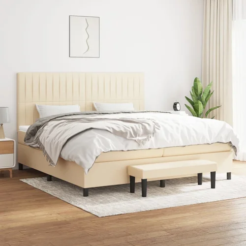  The Living Store Box spring postelja z vzmetnico krem 200x200 cm blago - Box Spring Postelja, (21515481)