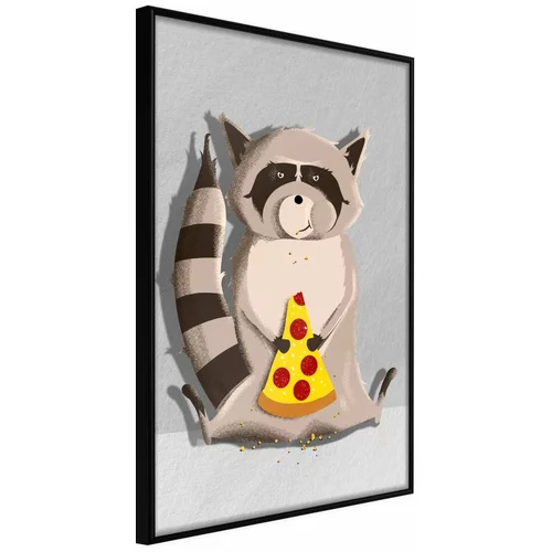  Poster - Racoon Eating Pizza 20x30