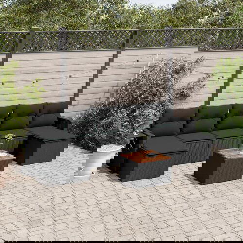 VidaXL 8-dijelni set vrtnih sofa od poliratana s jastucima crni Slike