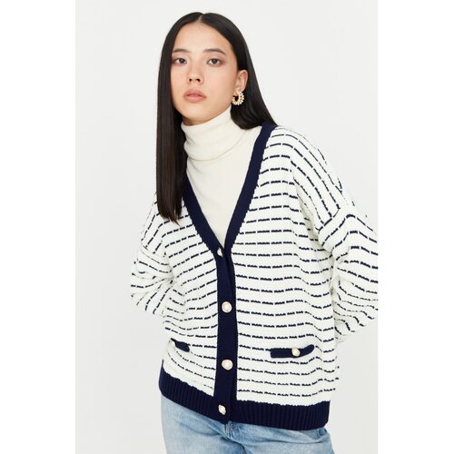 Trendyol Navy Blue Wide Pattern Striped Knitwear Cardigan Cijene