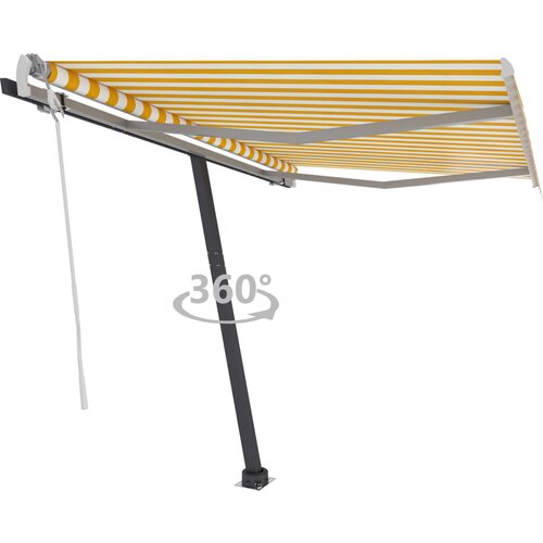 vidaXL Prostostoječa ročno zložljiva tenda 350x250 cm rumena/bela Cene