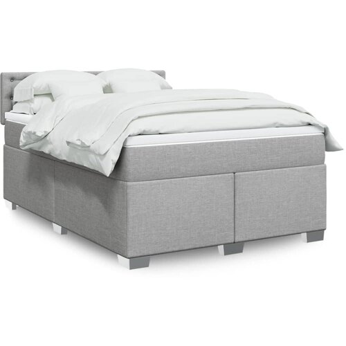 vidaXL Box spring postelja z vzmetnico svetlo siva 140x200 cm blago Cene