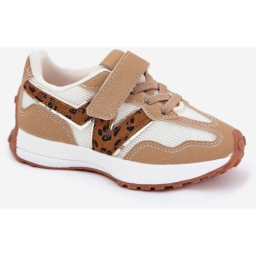 Boto Children's Velcro Sneakers Leopard Print Dark Beige Tezzu Cene