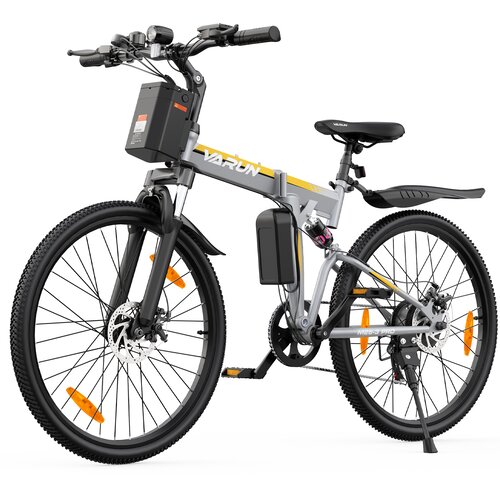 VARUN Zložljivo električno gorsko kolo M26-3 PRO 26", polnovzmeteno, srebrno in oranžno, (5000255668) Cene