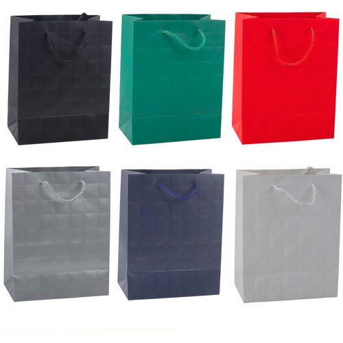 Elegant Embossed Squares Gift Bag 23 x 18 x 10.5 cm Slike