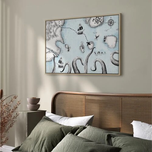  Slika - Treasure Map (1 Part) Wide 120x80 U prirodnom drvenom okviru Slike