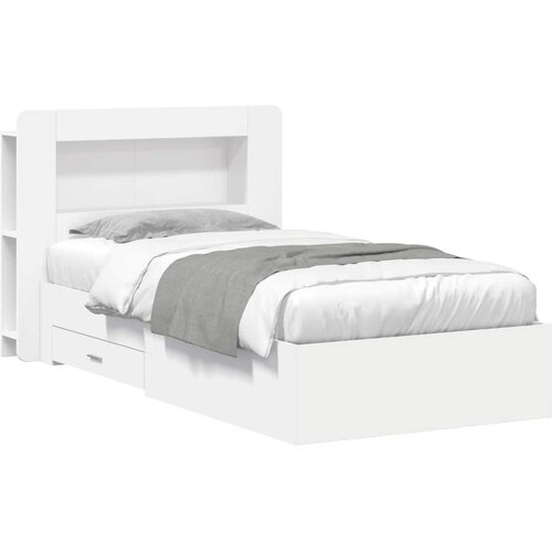  Okvir kreveta s pohranom Bijela 80 x 200 cm Konstruirano drvo - Bijela 80 x 200 cm sa središnjom policom Cene