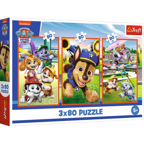 Trefl Puzzle 3 u 1 &amp;ndash; Psići u ophodnji (Paw Patrol Dog Pack), 3 &amp;times; 80 dijelova Slike