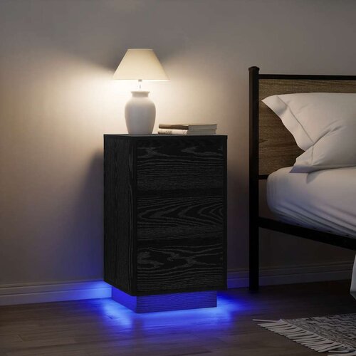 vidaXL Noćni ormarić s LED svjetlima crni 38x34x65 cm Cijene