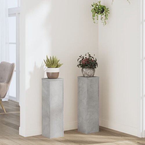 VidaXL Stojalo za rastline 2 kosa betonsko sivo 17x17x60 cm inž. les Slike