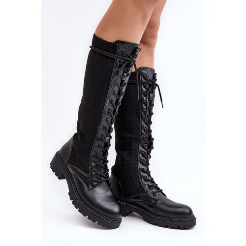 Kesi Women's lace-up boots with elastic upper black Virxinia Cene