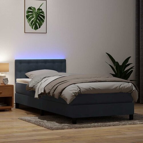 Box Spring krevet s madracem i LED tamnosivi 80 x 220 cm baršunasti Cene