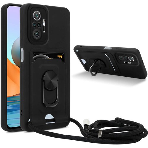 Cadorabo Verižica za mobilni telefon s funkcijo stojala, združljiva z Xiaomi RedMi NOTE 10 PRO v črna barvi - silikonski za&scaron;čitni pokrov z nastavljivim trakom, (20860523) Cene