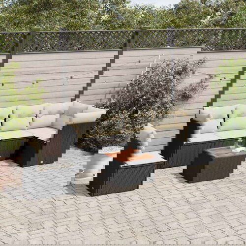  7-dijelni set vrtnih sofa od poliratana s jastucima crni Cijene