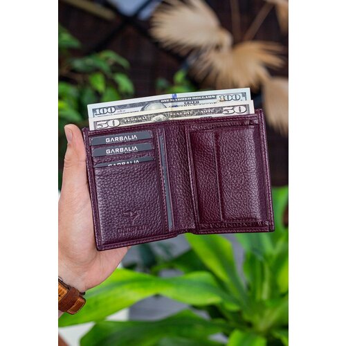 Garbalia Denver Genuine Leather Claret Red Card Holder Wallet with Coin Hole Slike