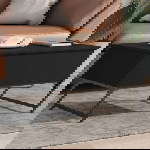 VidaXL Klubska mizica črna 70x50x40 cm inženirski les in kovina Slike