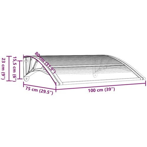 VidaXL Nadstre&amp;scaron;nica za vrata siva i prozirna 100 x 80 cm polikarbonat Slike