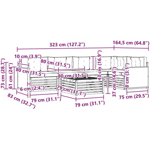  Set vanjskih sofa 6 kom. Prirodna i antracit Poliester Slike