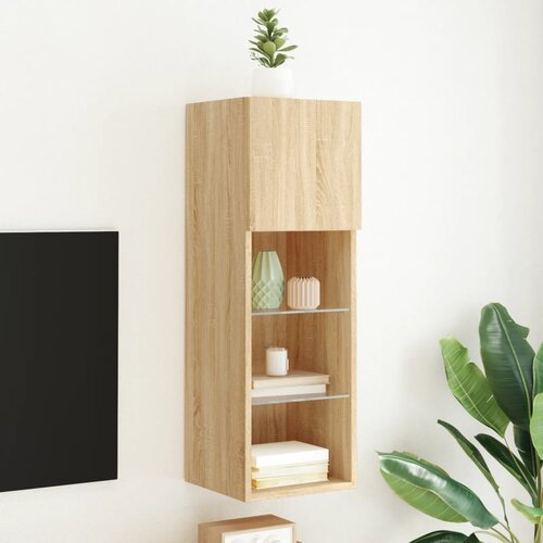VidaXL TV ormarić s LED svjetlima boja hrasta sonome 30,5x30x90 cm Slike
