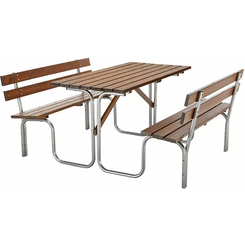  Garnitura z mizo in klopmi, miza in 2 klopi, skupna DxG 1500 x 1850 mm