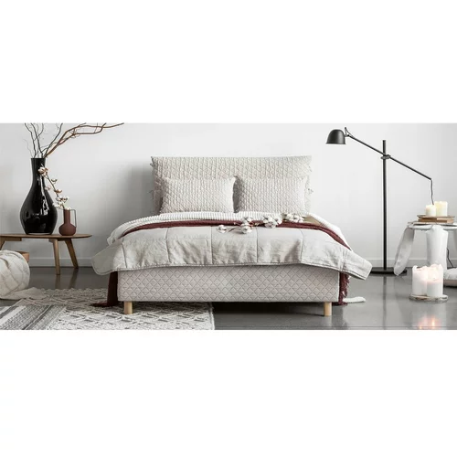 Miuform Bež tapecirani bračni krevet s podnicom 180x200 cm Sleepy Luna -