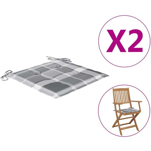 vidaXL Jastuci za vrtne stolice 2 kom sivi karirani 40x40x3 cm tkanina Cijene
