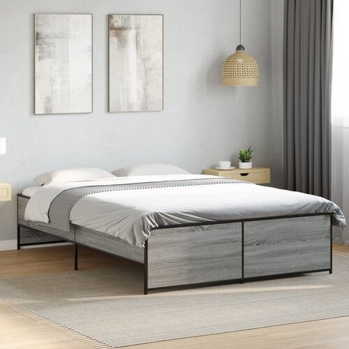Furnova Posteljni okvir siva sonoma 140x190 cm inž. les in kovina, (21938928) Slike