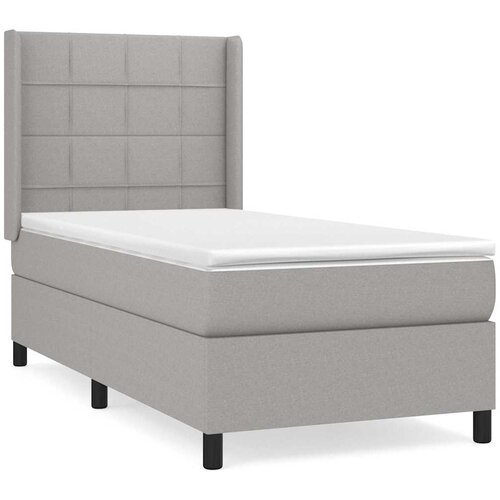 Box spring krevet s madracem svjetlosivi 90x190 cm od tkanine Slike