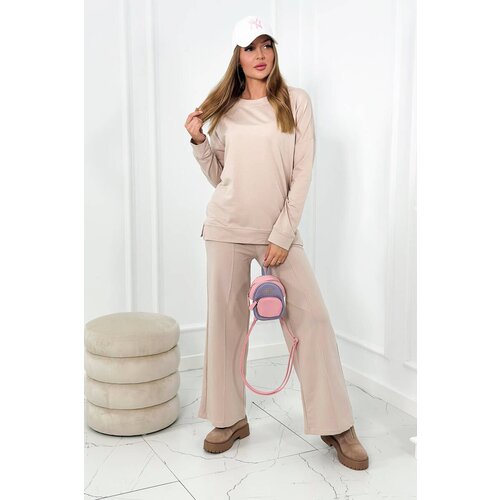 Kesi Cotton set Sweatshirt + Wide leg trousers light beige Cene