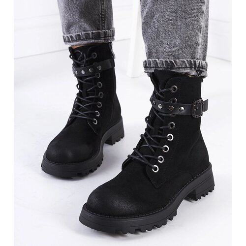 Gemre Black lace-up women's ankle boots Narnclaedra Cene