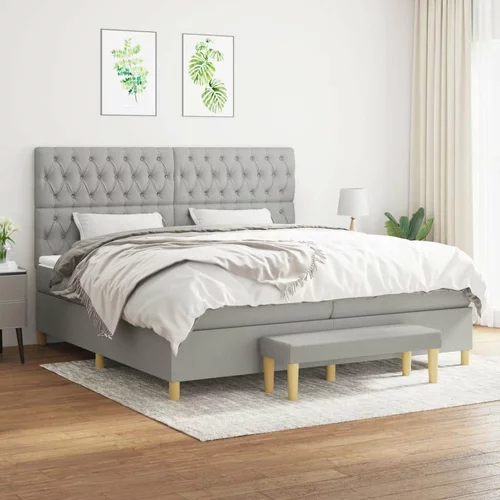  Box spring postelja z vzmetnico svetlo siva 200x200 cm blago, (20726732)