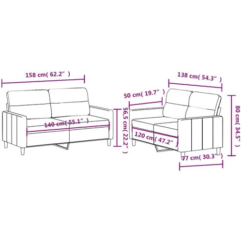  2-dijelni set sofa s jastucima tamnosivi od tkanine Slike
