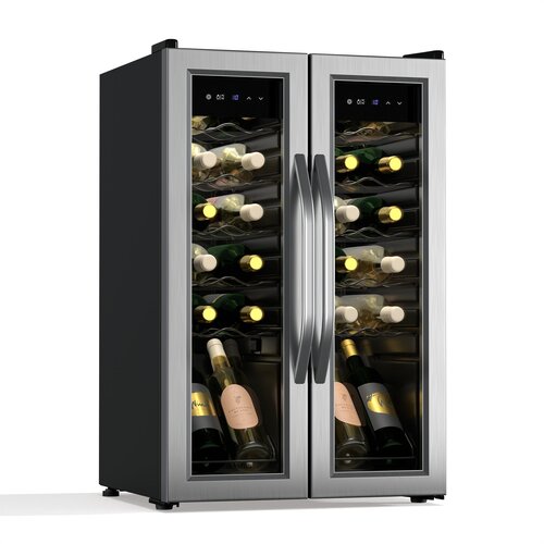 Klarstein vinamour hladilnik za vino, 2 hladilni coni, 7 polic, upravljanje na dotik, uv zaščita Cene