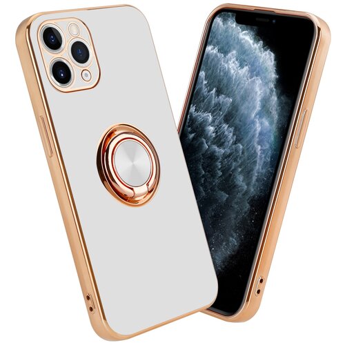 Cadorabo Ohišje, združljiv z Apple v sijajnem belem - zlatu z obročem - zaščitni pokrov iz fleksibilnega silikona TPU, z zaščito pred kamero in držalom magnetnega avtomobila, (20556218) Cene