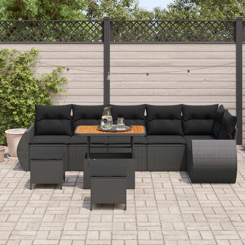  Sjedeća garnitura za vrt 9 kom. 9-Broj sjedala Crna Poli Ratan 298 x 133 x 85 cm Slike