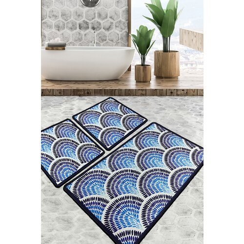  Azul - Blue Multicolor Bathmat Set (3 Pieces) Cene