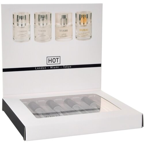 Hot Set feromonskih ženskih parfema London Majami Tokio Dubai 4x5ml Slike